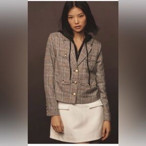 Anthropologie Plaid Blazer with removable hooded Dickey.